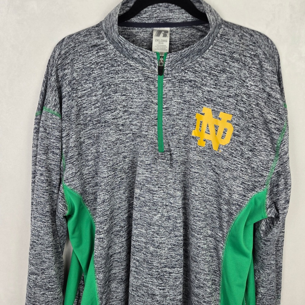 Russell Athletic Notre Dame Fighting Irish 1/4 Zip Pullover Heather Gray Men 2XL